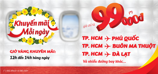 Bay cùng Vietjet giá chỉ 99k