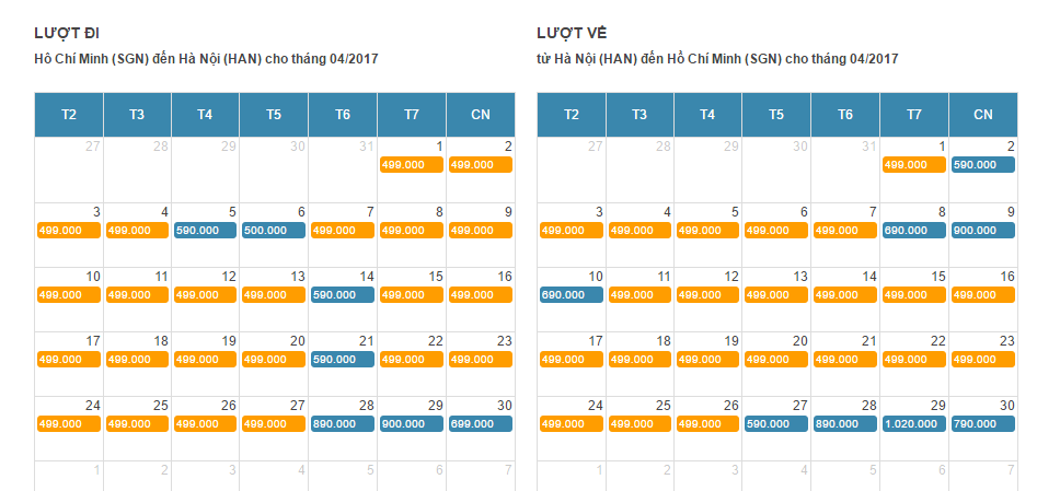 Bảng giá vé máy bay giá rẻ đi Tuy Hòa tháng 4