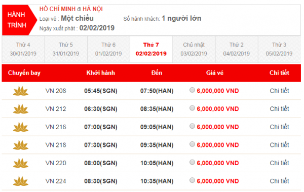 ve may bay tet 2019 Vietnam Airlines