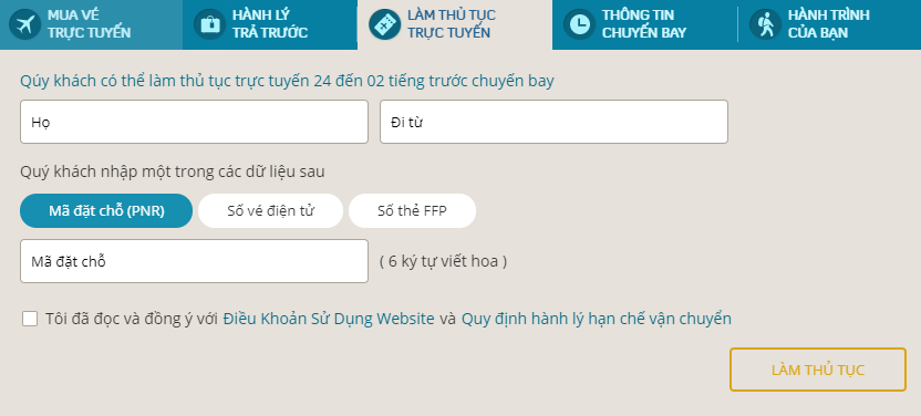 Hướng dẫn check in trực tuyến Vietnam Airlines