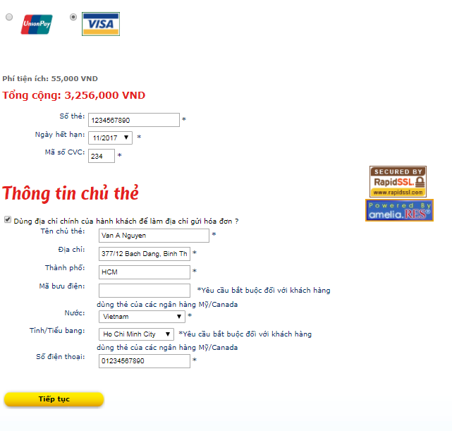 thanh toan ve may bay vietjet bang the visa 3