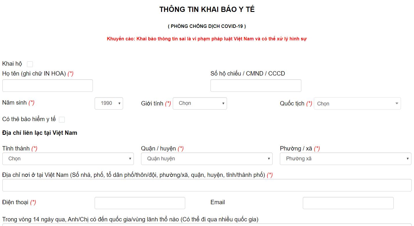 Khai báo y tế điện tử lúc đặt vé máy bay