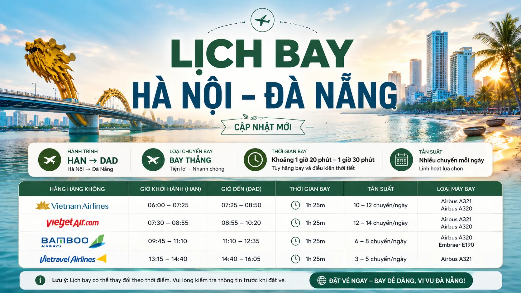 Lịch bay Hà Nội Đà Nẵng