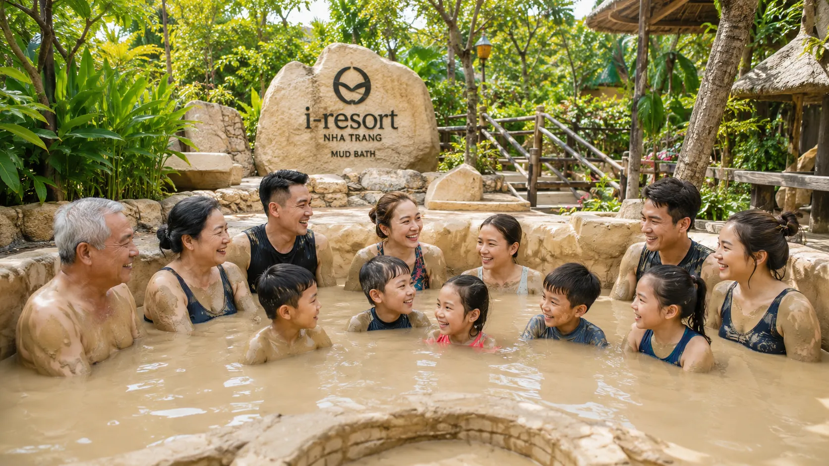 Hoạt động tắm bùn khoáng cùng nhau giúp gắn kết và giải tỏa căng thẳng