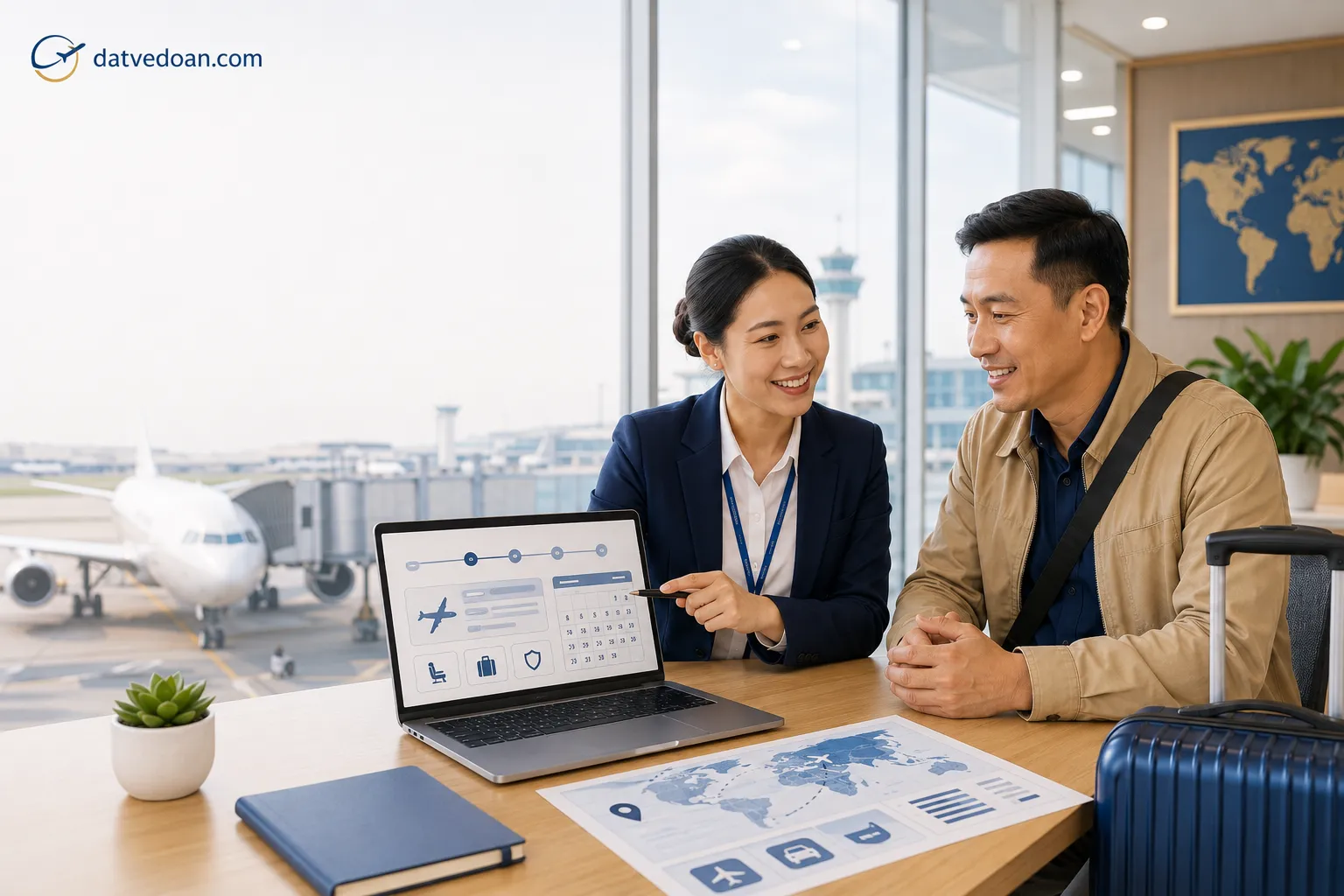 Nhân viên hỗ trợ tư vấn nhiệt tình trong suốt hành trình bay